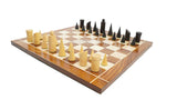 Geometric Minimalist Pattern Seamless Design 32 + 2 Extra Queens 3.4" King Size Wooden Chess Pieces Set with Velvet Chess Pouch and Sheesham Wooden Chess Box
