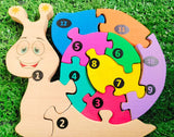 Playminds Snail02 Brain Teaser Jigsaw Number Puzzle Set (10 pieces)| Number puzzle | Interlocking Blocks Puzzle| Lock in Blocks Puzzle| Animals Puzzle| Wooden Puzzle