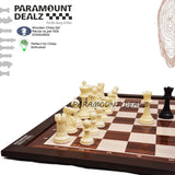 Playminds 21" Wooden Laminated Chess board with plastic chess pieces and pouch