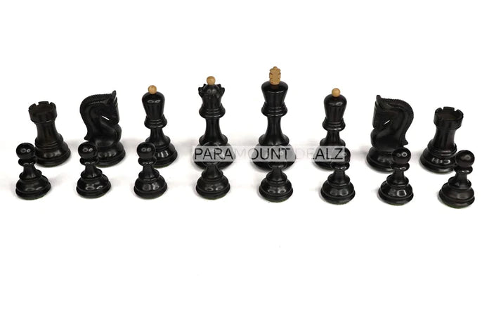 Playminds Russian Wooden 3.75" King Size Chess Pieces Set with Chess Pouch | Handcrafted From Indian Artisan by Maple Wood, Sheesham Wood, Rosewood, Golden Rosewood