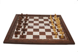 Playminds Minar Style Pattern Seamless Design Chess Board Game Set - 3.5" King Size Wooden Chess Pieces Set with 21" Wooden Laminated Chess Board, Carry Pouch