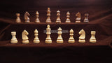 Tournament Series Handmade Wooden Weighted 3.75" King Size 32 + 2 Extra Queens German Knight Chess Pieces with Velvet Carry Pouch