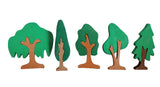 Playminds Tree Puzzle Pretend Play Set (Set of five trees)| Tree Mini Puzzles in Beech Wood (Different shapes and colours) | Pretend Play Tree Set | Decorative Tree Set