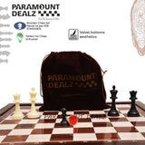 Playminds 21" Wooden Laminated Chess board with plastic chess pieces and pouch