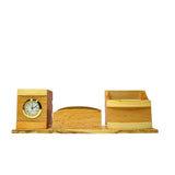 Craft Closet & Gifts - Steam Beech Wood Pencil/Pen Stand Holder with Mobile and Card Holder + Clock - Design 1 - Personalized Office Accessory for IAS, Advocate, Office & Corporate Gifts