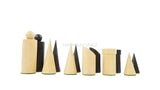 Geometric Minimalist Pattern Seamless Design 32 + 2 Extra Queens 3.4" King Size Wooden Chess Pieces Set with Velvet Chess Pouch and Sheesham Wooden Chess Box
