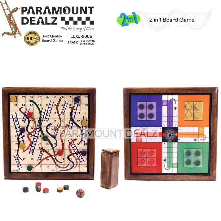 Playminds Handmade Magnetic Wooden Classic Snakes and Ladders Travel Board Game