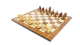Geometric Minimalist Pattern Seamless Design 32 + 2 Extra Queens 3.4" King Size Wooden Chess Pieces Set with Velvet Chess Pouch and Sheesham Wooden Chess Box