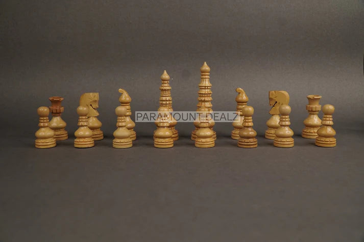 Playminds Handcrafted Wooden Chess Pieces with Velvet Carry Pouch - Green Felt Bottom