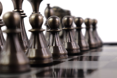playminds 21" Luxury Roman Empire Metal Chess Set | Artisan Bud Rosewood & Maple