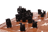 playminds 21" Roman Metal Chess Set with Hand-Carved Floral Chest