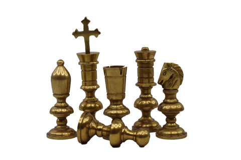 playminds Luxury Regency Series Metal Chess Set | Polished Brass & Gunmetal Black