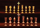 playminds Ultra-Slim Sculptural Metal Chess Set | Polished Brass & Gunmetal