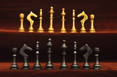 playminds Minimalist Slim-Line Metal Chess Set | Solid Brass & Gunmetal Black