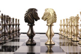 playminds 21-Inch Luxury Roman Empire Metal Chess Set | Artisan Rosewood & Maple