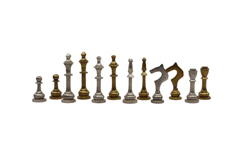 playminds Mirror-Finish Metal Staunton Chess Set | Polished Brass & Silver Chrome