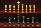 playminds Luxury Regency Series Metal Chess Set | Polished Brass & Gunmetal Black