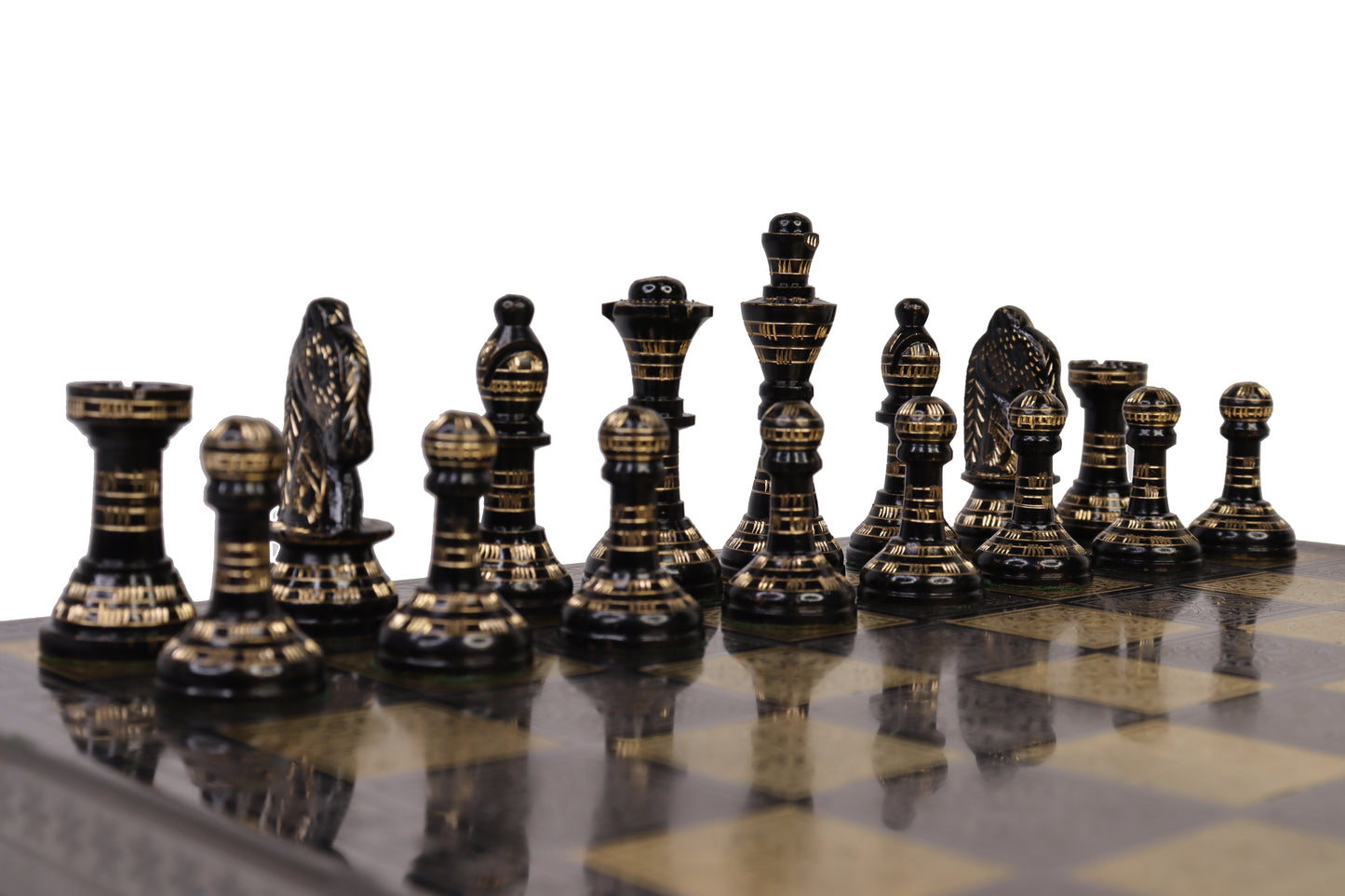 Playminds Luxury Brass Metal Chess Set with 12” Board – 2.5” King Height | Premium Decorative Chess Set | Compact Travel & Gift Chess Set
