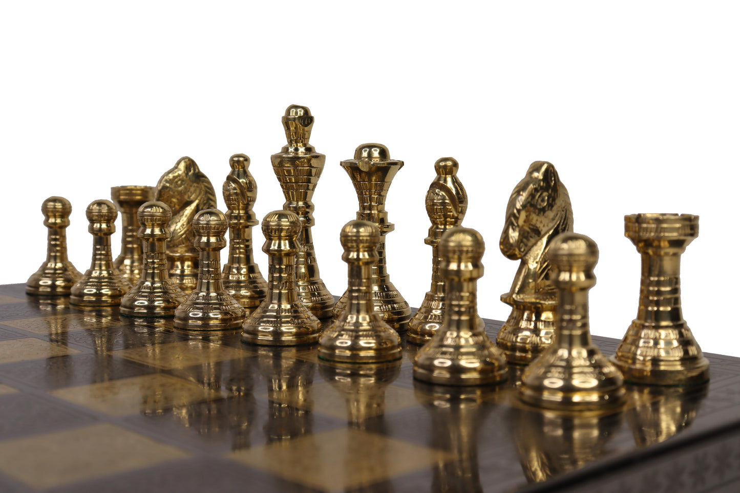 Playminds 12-Inch Luxury Brass Chess Set | Hand-Etched Black &amp; Gold Edition