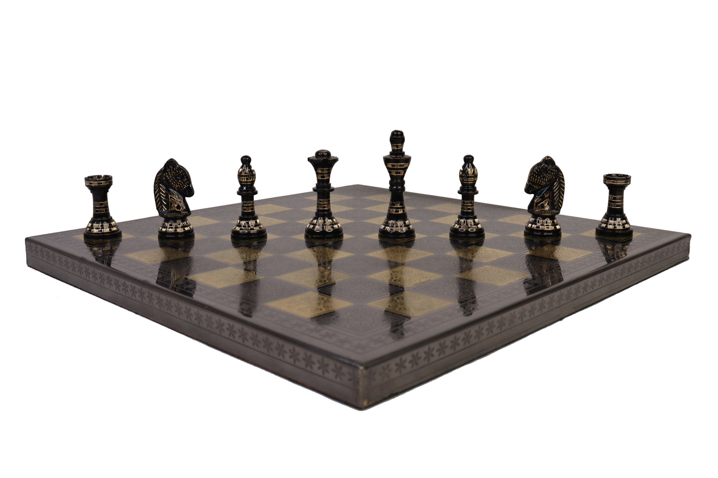 Playminds Luxury Brass Metal Chess Set with 12” Board – 2.5” King Height | Premium Decorative Chess Set | Compact Travel & Gift Chess Set