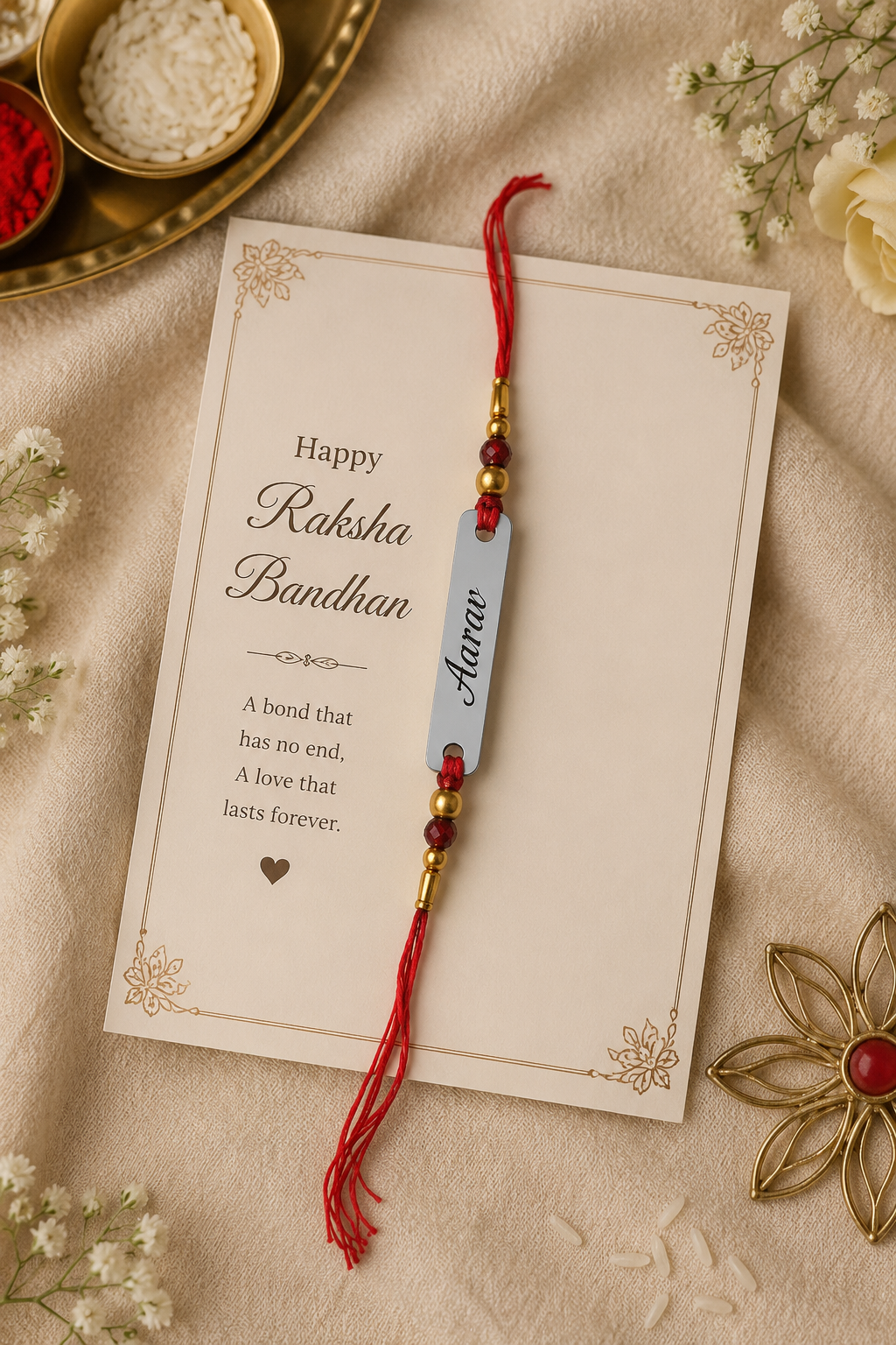 Rakhi - Red Resham - Personalized Name Rakhi