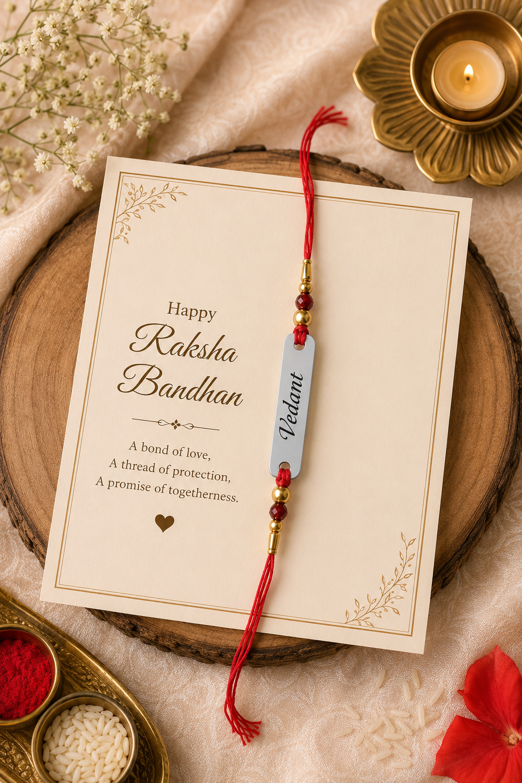Rakhi - Red Resham - Personalized Name Rakhi