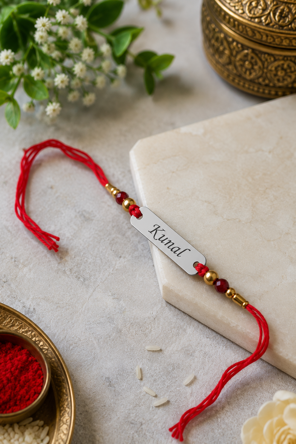 Rakhi - Red Resham - Personalized Name Rakhi