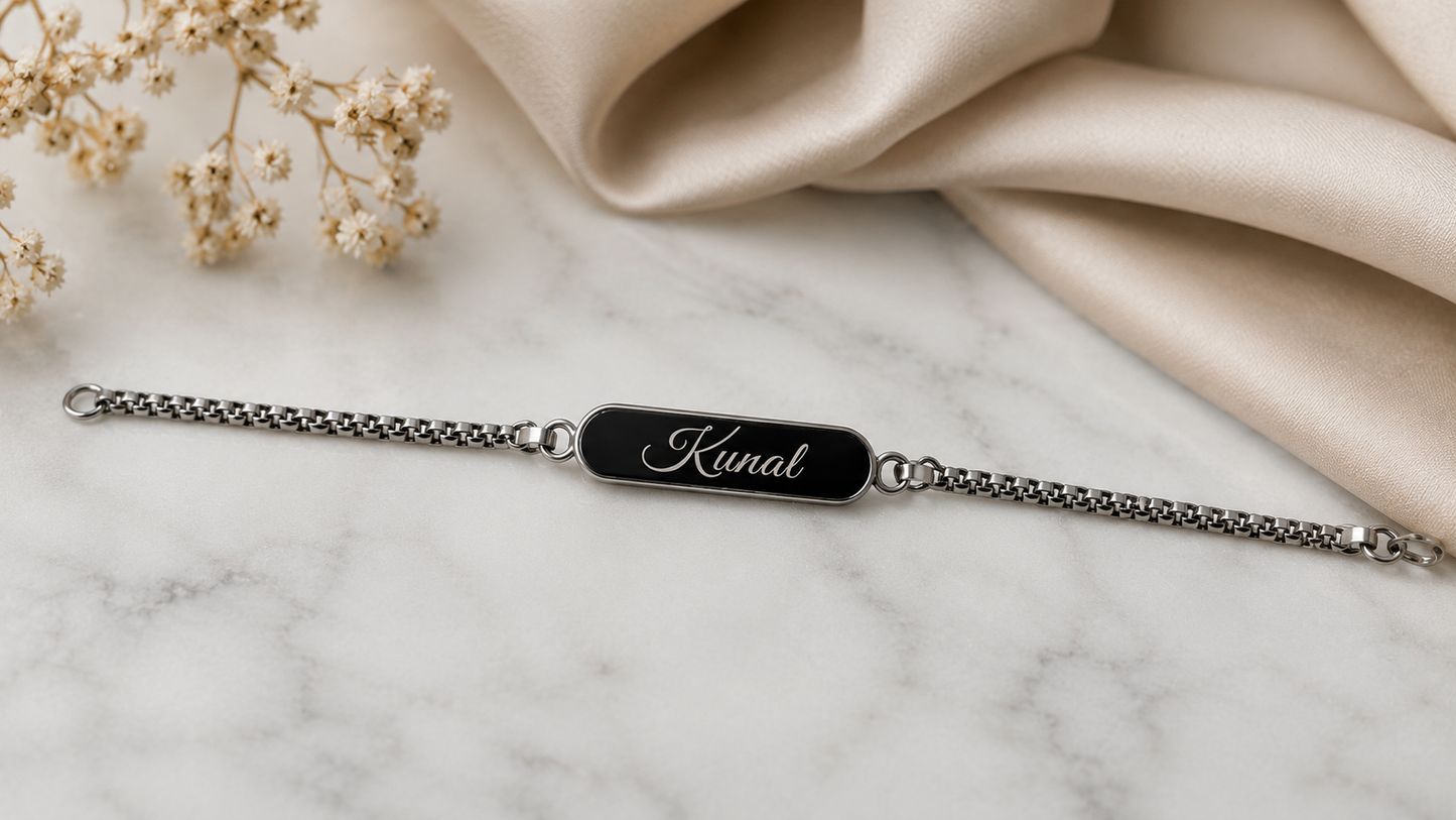 Rakhi - Personalized Black Name Bracelet