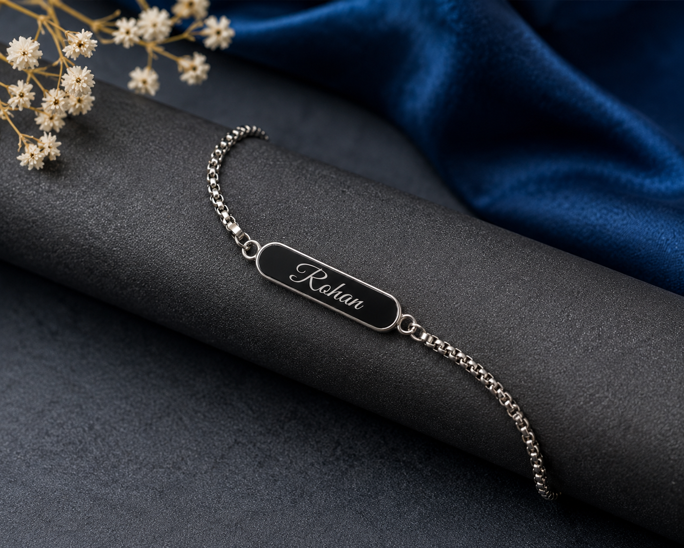 Rakhi - Personalized Black Name Bracelet