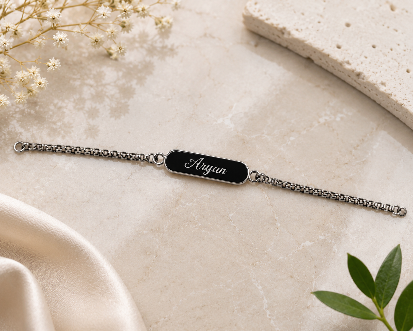 Rakhi - Personalized Black Name Bracelet