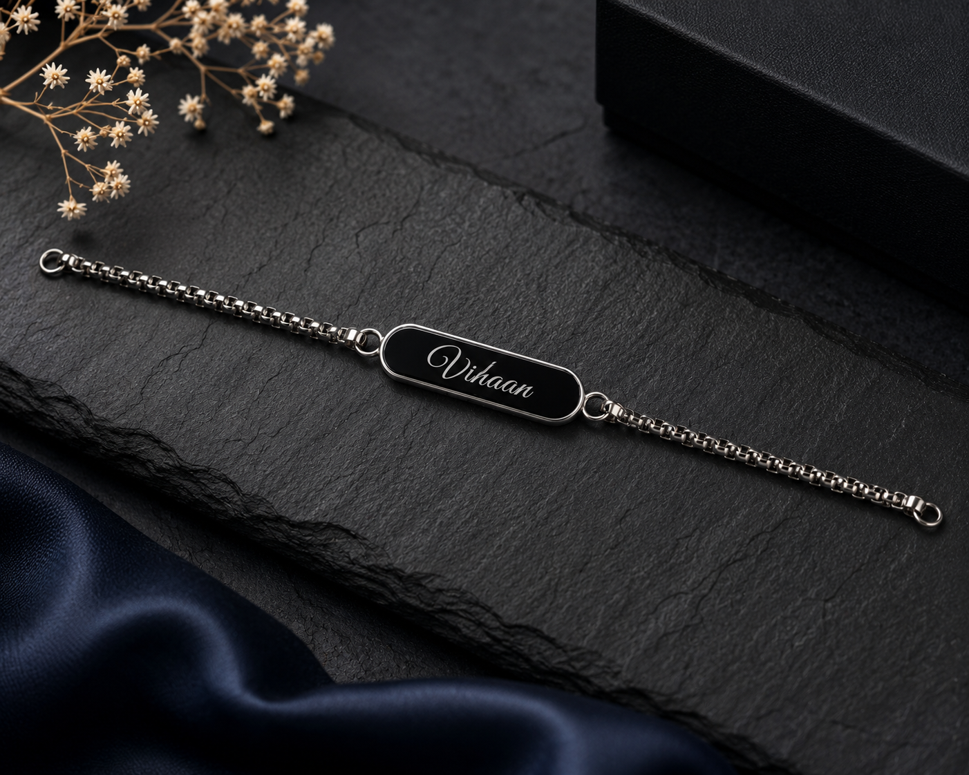 Rakhi - Personalized Black Name Bracelet