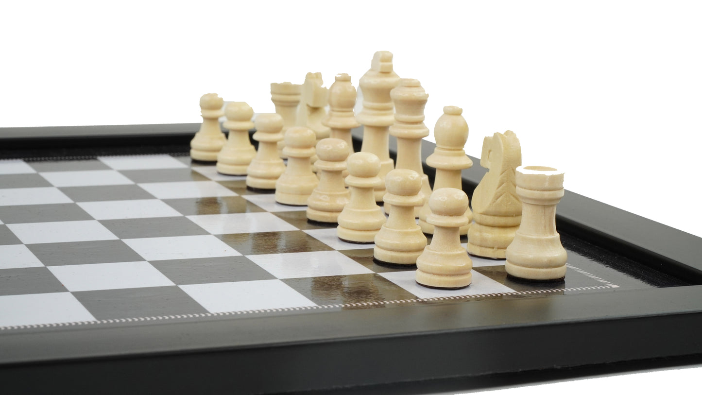 playminds 21" Elite Mirror-Finish Wooden Chess Set – Deep Grain High-Gloss Collection