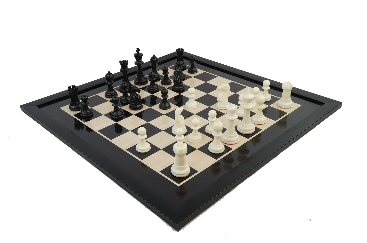 playminds 21" Artisan Heritage Wooden Chess Set – Glossy Crimson & Ebony Collector Series
