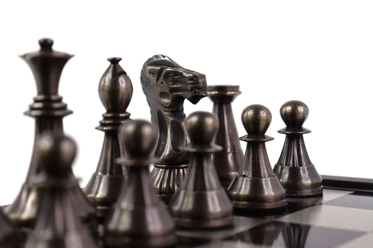 playminds 21" Luxury Roman Empire Metal Chess Set | Artisan Bud Rosewood & Maple