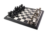 playminds 21-Inch Slim-Line Metal Chess Set | Polished Brass & Gunmetal
