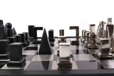 playminds 21-Inch Slim-Line Metal Chess Set | Polished Brass & Gunmetal