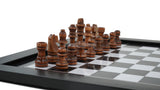 playminds 21" Elite Mirror-Finish Wooden Chess Set – Deep Grain High-Gloss Collection