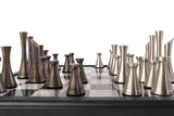 playminds 21-Inch Large Luxury Metal Chess Set – Polished Brass & Silver Staunton"