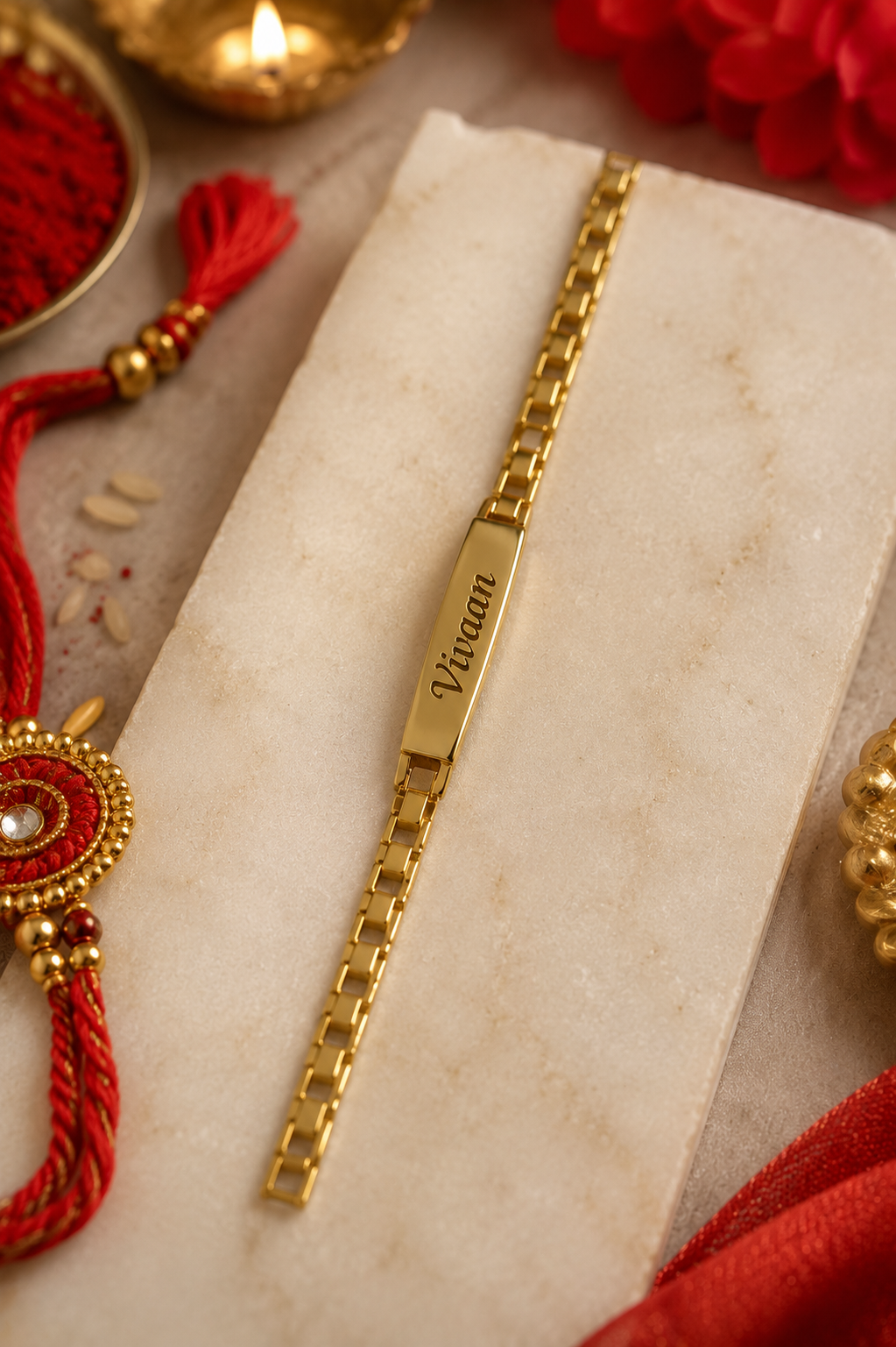 Rakhi - Golden Bracelet - Personalized Name Rakhi