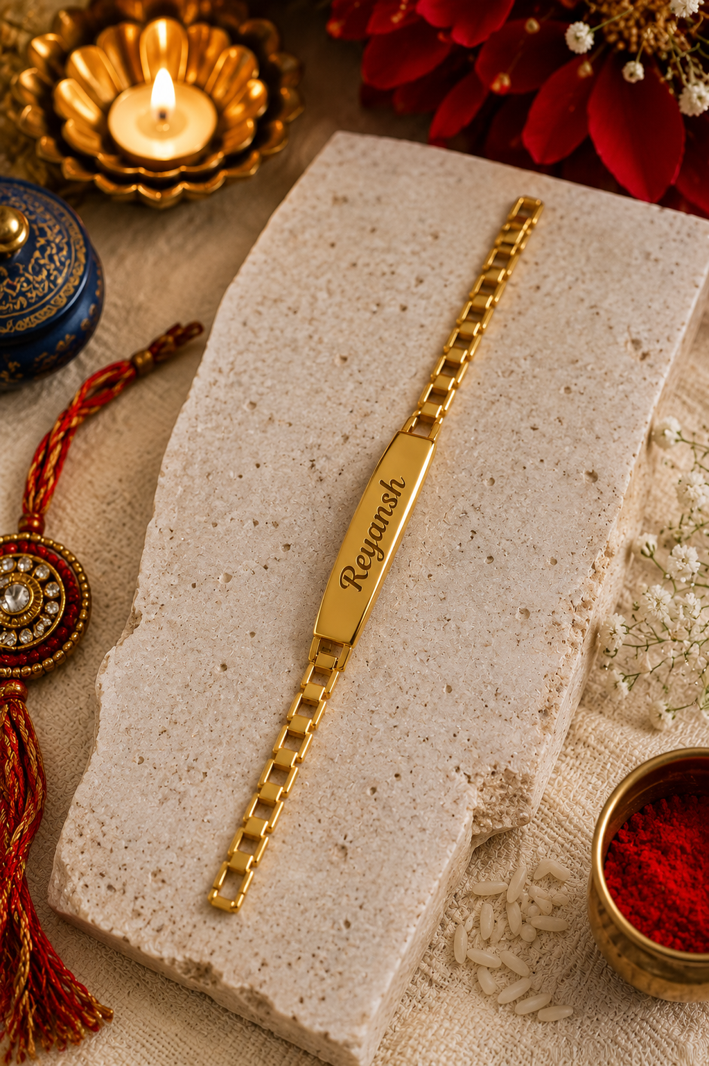Rakhi - Golden Bracelet - Personalized Name Rakhi