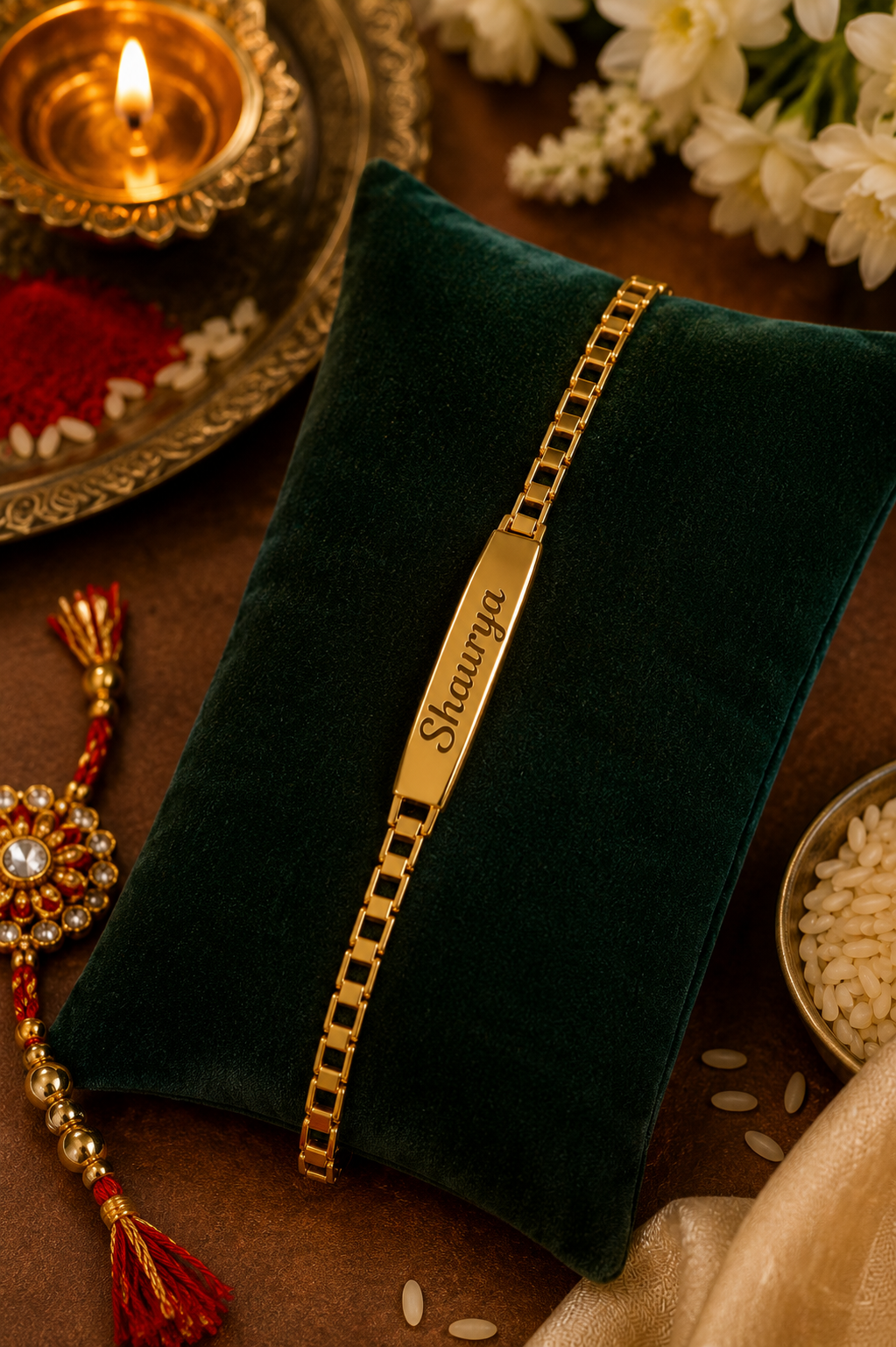 Rakhi - Golden Bracelet - Personalized Name Rakhi