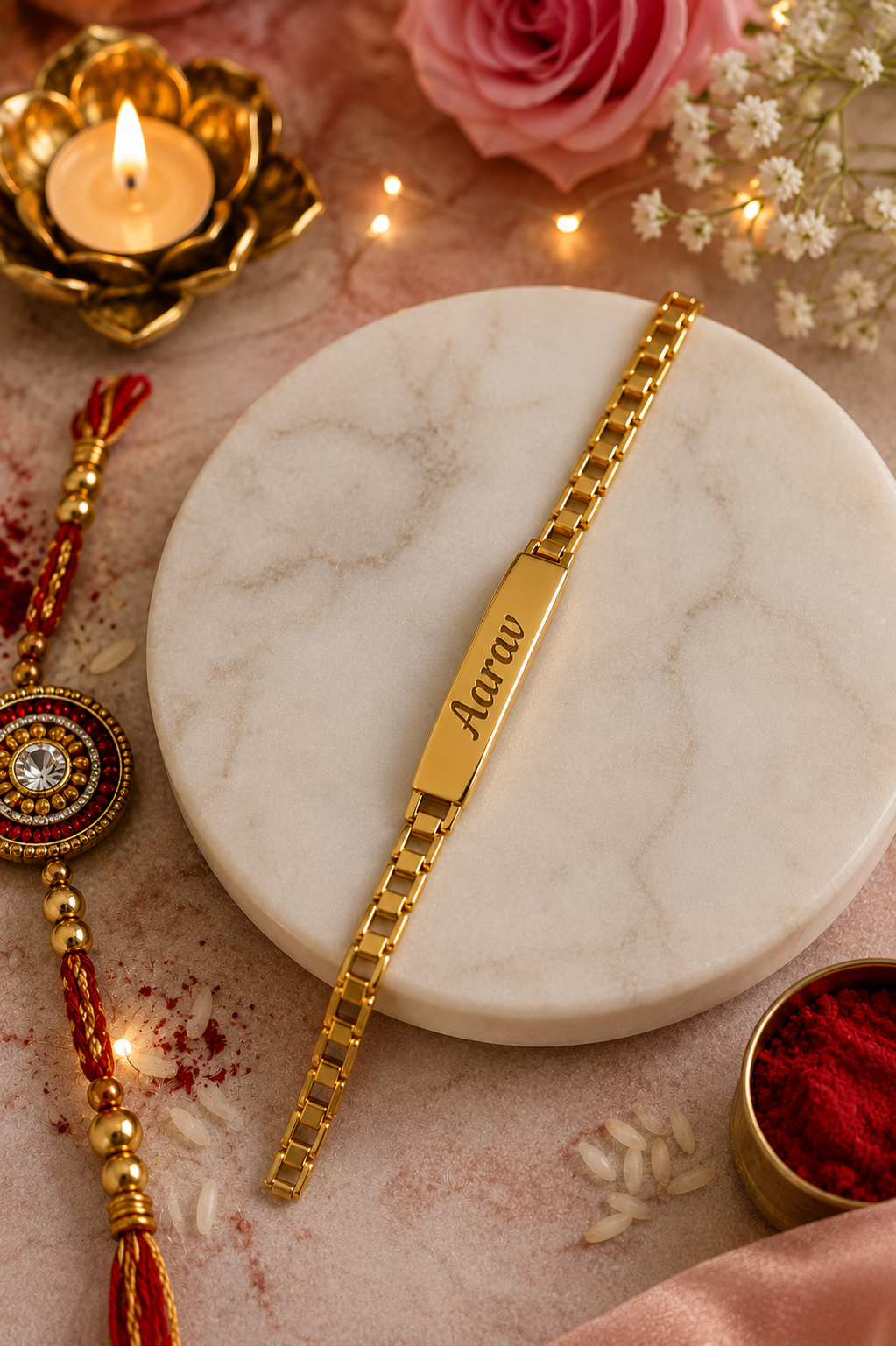 Rakhi - Golden Bracelet - Personalized Name Rakhi