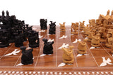 playminds 21" Roman Metal Chess Set with Hand-Carved Floral Chest