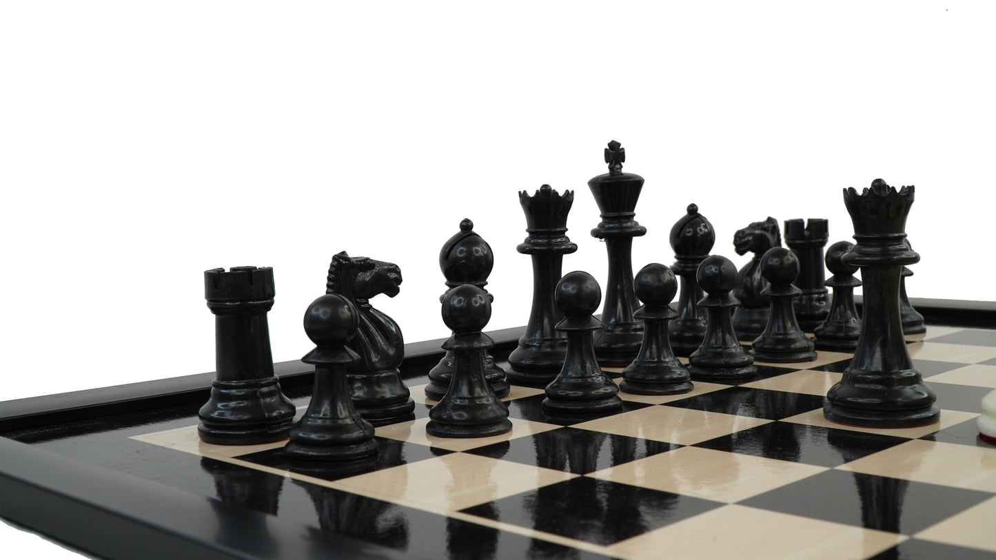 playminds 21" Artisan Heritage Wooden Chess Set – Glossy Crimson & Ebony Collector Series
