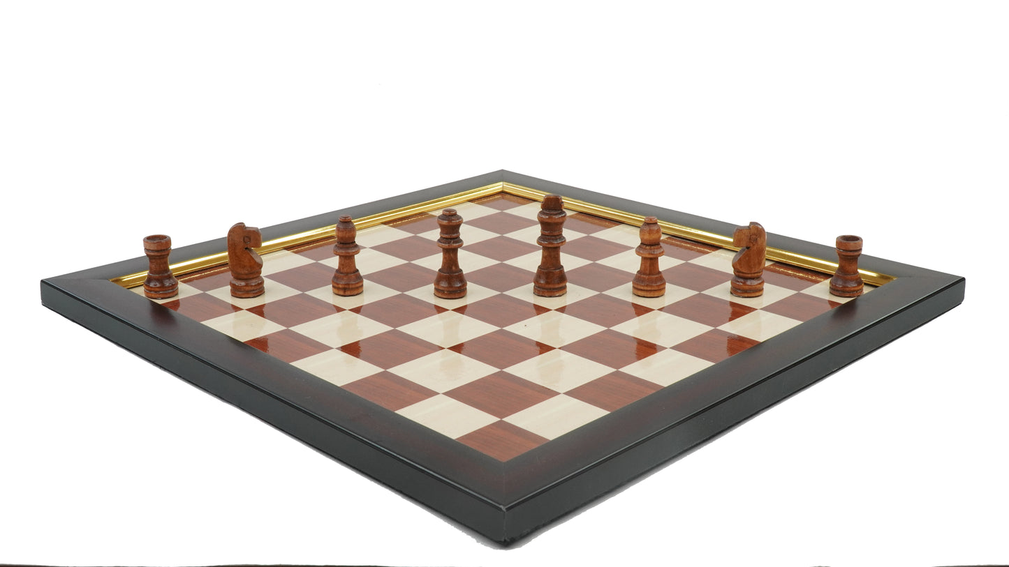 playminds 21" Boutique Grandmaster Wooden Chess Set – Gold-Inlay Pedestal Edition