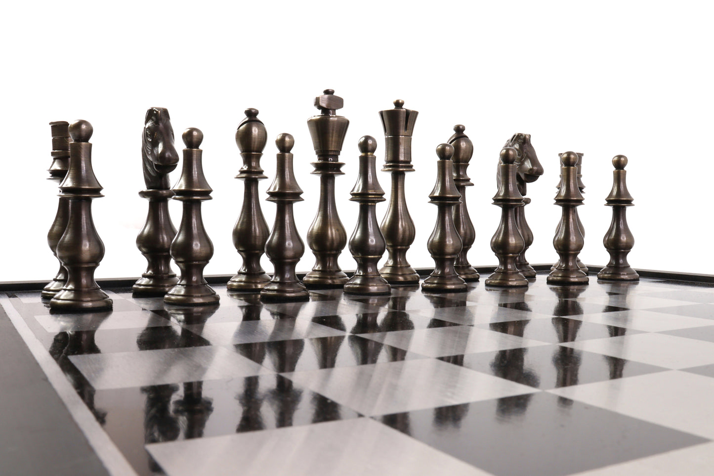 playminds 21-Inch Luxury Roman Empire Metal Chess Set | Artisan Rosewood & Maple