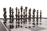 playminds 21-Inch Luxury Roman Empire Metal Chess Set | Artisan Rosewood & Maple