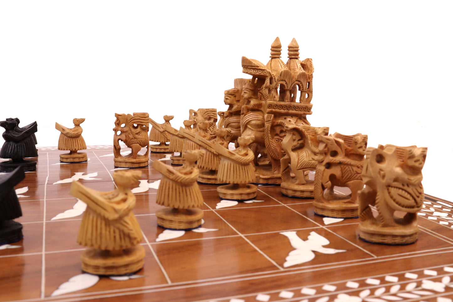 playminds 21" Roman Metal Chess Set with Hand-Carved Floral Chest