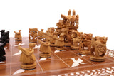 playminds 21" Roman Metal Chess Set with Hand-Carved Floral Chest