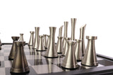 playminds 21-Inch Large Luxury Metal Chess Set – Polished Brass & Silver Staunton"